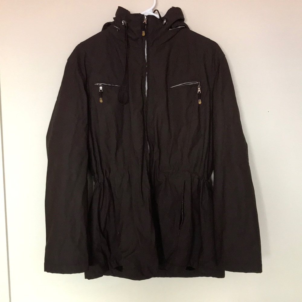 Brown weatherproof rain coat